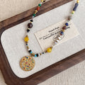 Ethnic Stainless Steel Rhinestone Stone Beaded Colorful Geometric Necklace For Women view 2