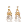 French Court Style Crystal Pearl Tassel Chandelier Earrings Geometric Light Luxury Ear Studs view 5