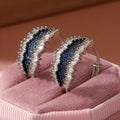 Two Tone Zircon Earrings For Women Light Luxury Futuristic Textured Fashion Jewelry view 3