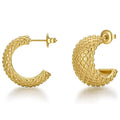 French Style Textured Metal Stud Earrings For Women With 3D Vintage Hong Kong Elegant Design view 5