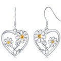 Small Daisy Drop Earrings For Women Metal Oil Painted Heart Charm Elegant Forest Style Jewelry view 2