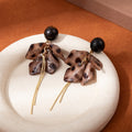 Vintage Maillard Leopard Print Acrylic Flower Petal Long Alloy Chain Tassel Drop Earrings For Women view 3