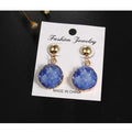 Gold Tone Round Crystal Cluster Drop Earrings in Six Bright Color Options view 4