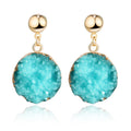 Gold Tone Round Crystal Cluster Drop Earrings in Six Bright Color Options view 11