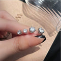 Light Luxury Copper Round Zircon Stud Earrings With Silver Pins For Women view 3