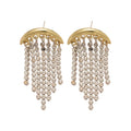 Light Luxury Alloy Rhinestone Moon Tassel Drop Earrings French Palace Style view 5