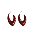 Acrylic Enamel Polka Dot Geometric C Shape Stud Earrings With Stainless Steel Pins Red Hong Kong Style view 5