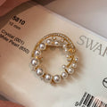 24K Gold Plated Faux Pearl And Sparkling Zircon Round Brooch, French Light Luxury Pin view 4