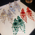 Rhinestone Copper French Geometric Round Tassel Drop Earrings Elegant Court Style view 2