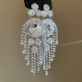 Rhinestone Copper French Geometric Round Tassel Drop Earrings Elegant Court Style view 4