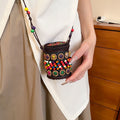 Ethnic Style Copper Zircon Flower Geometric Necklace With Wood Beads And Resin Floral Pendant view 4