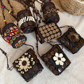 Ethnic Style Copper Zircon Flower Geometric Necklace With Wood Beads And Resin Floral Pendant view 1
