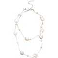 French Vintage Round Acrylic Pearl Beaded Crystal Court Style Sweater Necklace view 5