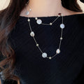 French Vintage Round Acrylic Pearl Beaded Crystal Court Style Sweater Necklace view 3