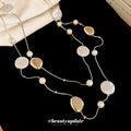 French Vintage Round Acrylic Pearl Beaded Crystal Court Style Sweater Necklace view 2