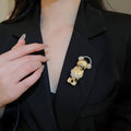 Sparkling Rhinestone Alloy Bear Brooch, Light Luxury Minimalist Suit Pin For Women view 1