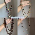 Vintage Ethnic Wood Bead Irregular Layered Geometric Round Sweater Necklace For Women view 1