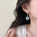 Sparkling Zircon Enamel Ginkgo Leaf Copper Drop Earrings For Women Light Luxury Sweet Style view 2