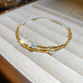 European American Minimalist Pearl Beaded Bangle With Round Ring Design For Women view 4