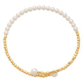 European American Minimalist Pearl Beaded Bangle With Round Ring Design For Women view 5