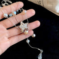 Alloy Star Pearl Waterdrop Tassel Crystal Double Layer Sweater Necklace For Women view 4