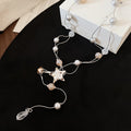Alloy Star Pearl Waterdrop Tassel Crystal Double Layer Sweater Necklace For Women view 2