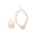 French Court Style Faux Pearl Beaded Three Layer Knotted Necklace Bracelet Jewelry Set view 5