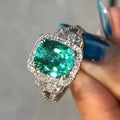 Women's Ocean Style Two Prong Set Sparkling Ring, Micro Pave Wedding Proposal Luxury Jewelry view 3