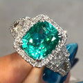 Women's Ocean Style Two Prong Set Sparkling Ring, Micro Pave Wedding Proposal Luxury Jewelry view 2