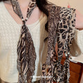 Autumn Winter Vintage Chiffon Resin Leopard Print Scarf Choker Necklace With Geometric Line Design view 1