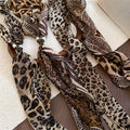 Autumn Winter Vintage Chiffon Resin Leopard Print Scarf Choker Necklace With Geometric Line Design view 2