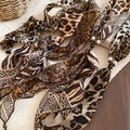 Autumn Winter Vintage Chiffon Resin Leopard Print Scarf Choker Necklace With Geometric Line Design view 4