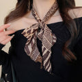 Autumn Winter Vintage Chiffon Resin Leopard Print Scarf Choker Necklace With Geometric Line Design view 3