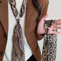 Vintage Maillard Chiffon Resin Leopard Python Print Geometric Round Sweater Necklace For Women view 3