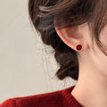 Modern Minimalist Alloy Red Geometric Round Stud Earrings For Women view 3