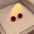 Modern Minimalist Alloy Red Geometric Round Stud Earrings For Women view 4