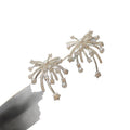 Elegant Floral Firework Drop Earrings With Faux Pearl And Sparkling Zircon Silver Needle view 5