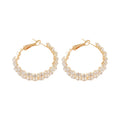 Copper Zircon Geometric Round Pendant Hoop Earrings French Court Style Luxury Ear Jewelry view 5