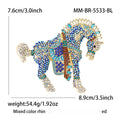 Alloy Rhinestone Horse Brooch For Men's And Women's Apparel view 4