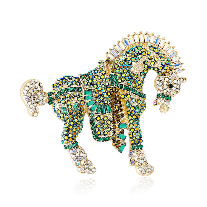 Alloy Rhinestone Horse Brooch For Men's And Women's Apparel