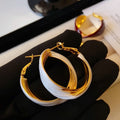 Vintage Red Enamel Twisted U Shaped Basket Hoop Earrings With Silver Posts For Women view 3