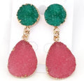 Faux Druzy Round Stud Teardrop Drop Earrings Ten Colors view 10