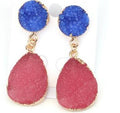 Faux Druzy Round Stud Teardrop Drop Earrings Ten Colors view 9