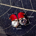 Christmas Santa Hat Enamel Stud Earrings For Women, Inlaid Zircon Light Luxury Holiday Jewelry view 4