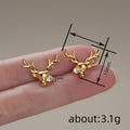 Sweet European Korean Christmas Stud Earrings With Metal Reindeer Design Holiday Jewelry view 4
