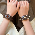 Bohemian Ethnic Wooden Bead Coconut Shell Geometric Round Woven Bangle For Women view 4