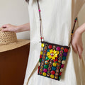 Bohemian Floral Coconut Shell Woven Coin Purse Necklace With Copper Zircon Geometric Ethnic Design view 4