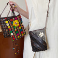 Bohemian Floral Coconut Shell Woven Coin Purse Necklace With Copper Zircon Geometric Ethnic Design view 1