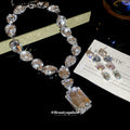 Light Luxury Copper Zircon Oval Teardrop Pearl Earrings Necklace Jewelry Set For Women view 2