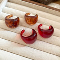 Resin Gradient C Shape Round Geometric Maillard Style Silver Needle Drop Earrings view 3